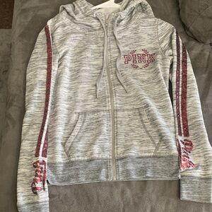 PINK Victoria's Secret Kids Light Gray Jacket with Red Accents